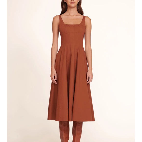 STAUD Dresses & Skirts - STAUD Wells Midi Dress Sz8 Tan